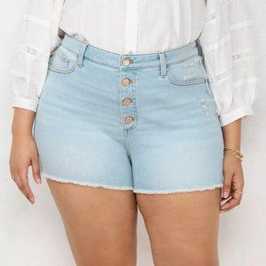 Plus Size LC Lauren Conrad High Rise Button Fly Cut-Off Jean Shorts